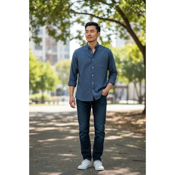 Claiborne Men's Blue with White Speckles Casual  Shirt Size 2XL - Picture 1 of 5